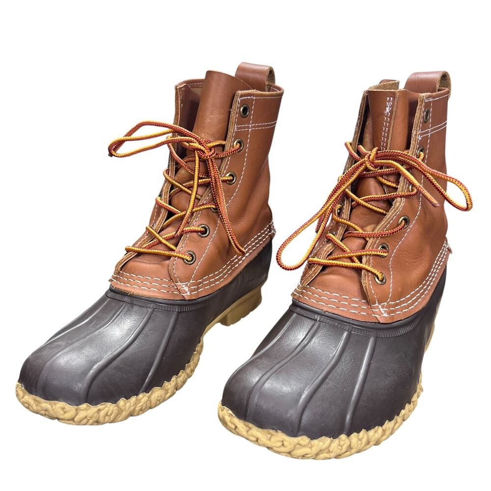 L.L. Bean Women’s 8" Limited Edition Navy Brown Duck Boots Size 7 - Picture 6 of 10